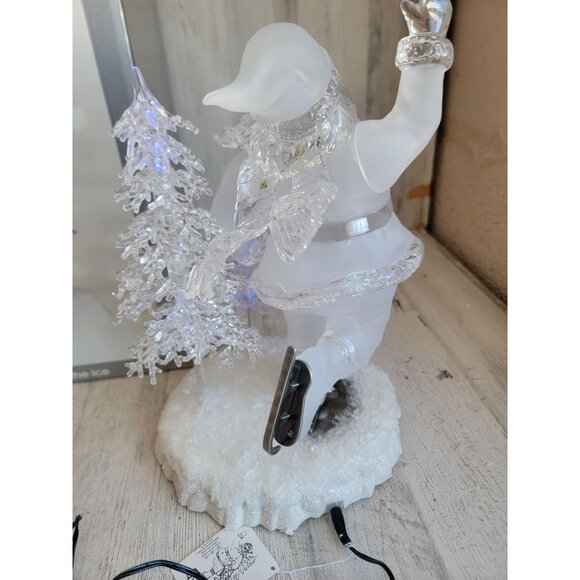 Acrylic Ice skating santa claus light up Xmas home decor glitter - Picture 8 of 9